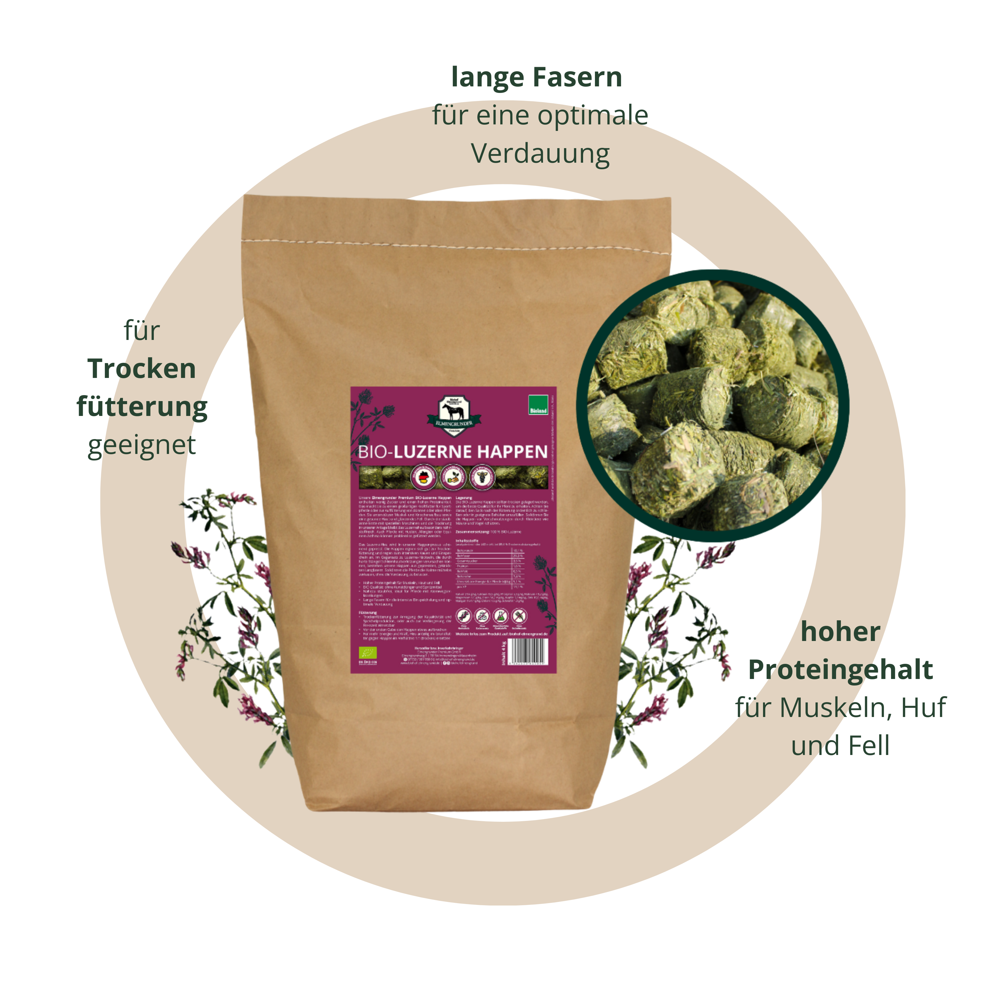 BIO Luzerne Happen Futterprobe (4 kg)